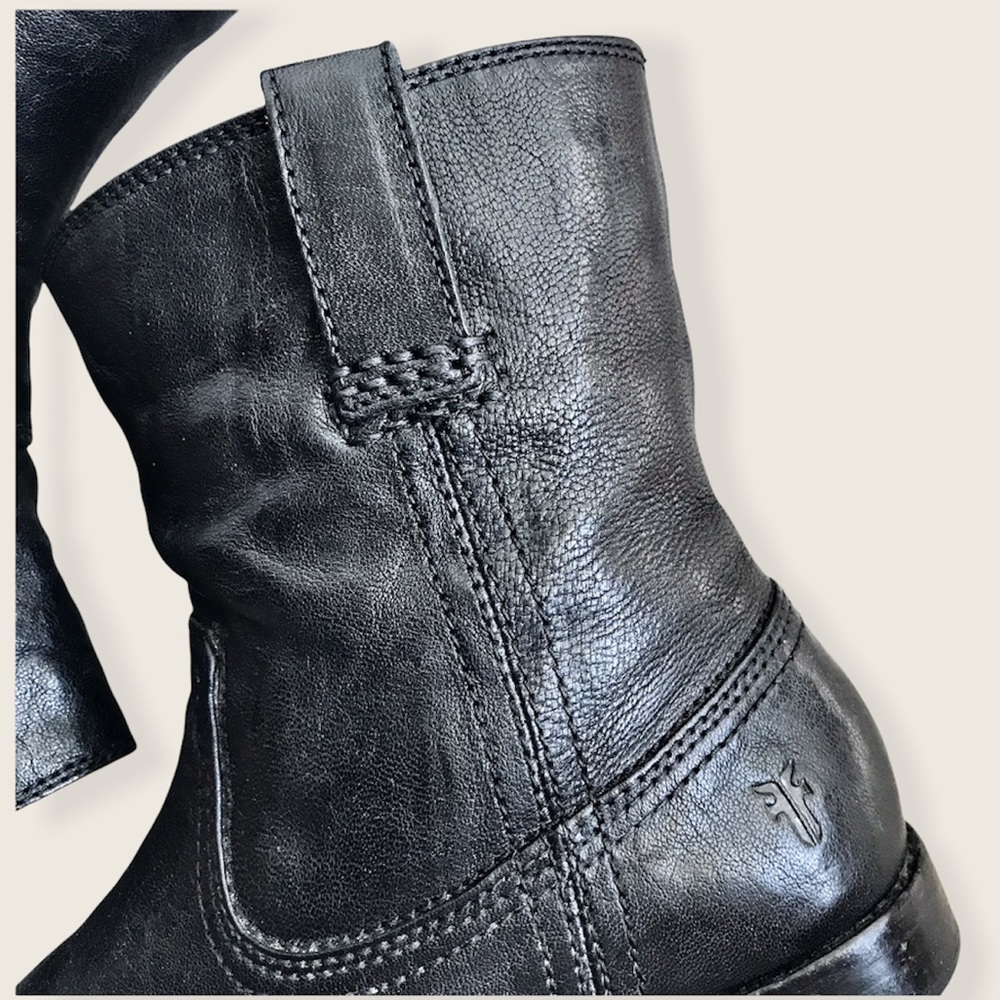 Frye Anna Shortie Black Leather Cute Casual Streetwear Pull On Ankle Booties - Picture 12 of 16
